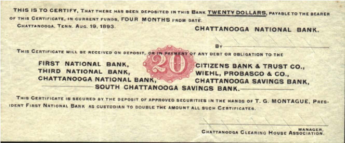 $20 1893 Clearing House scrip